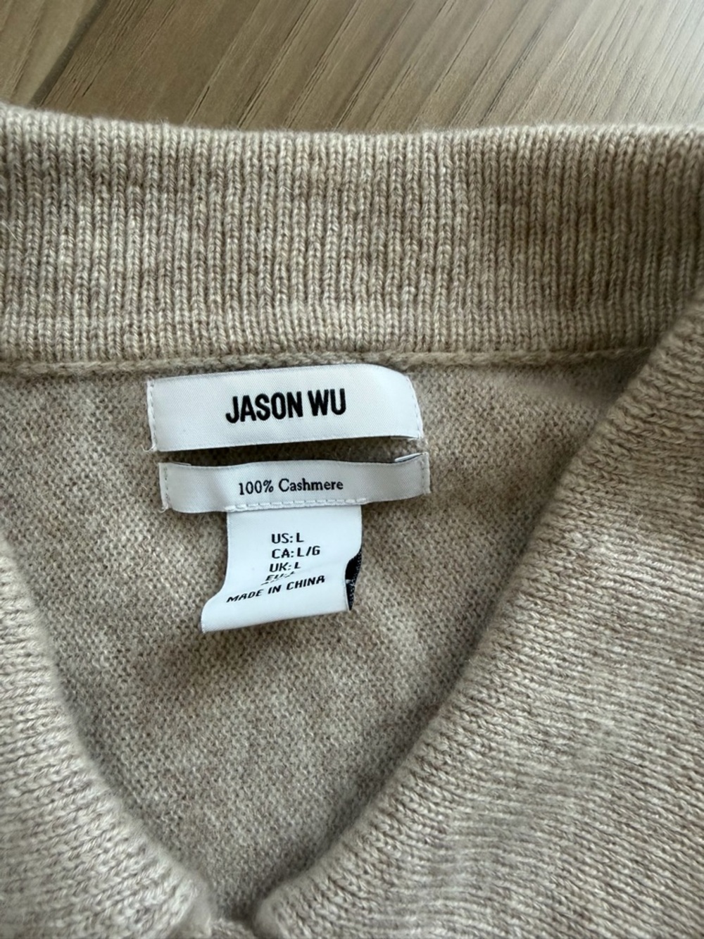 Jason Wu 100% Cashmere beige long-sleeved knit button-up cardigan Large - Picture 3 of 6
